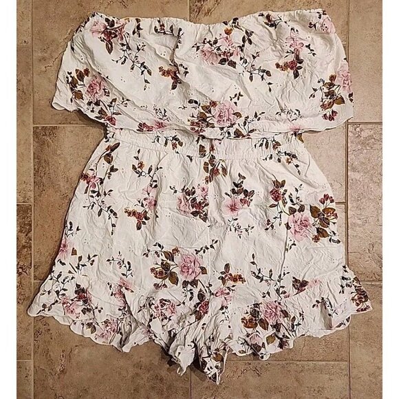 AEO American Eagle Outfitters Floral Off Shoulder Romper - Picture 1 of 9